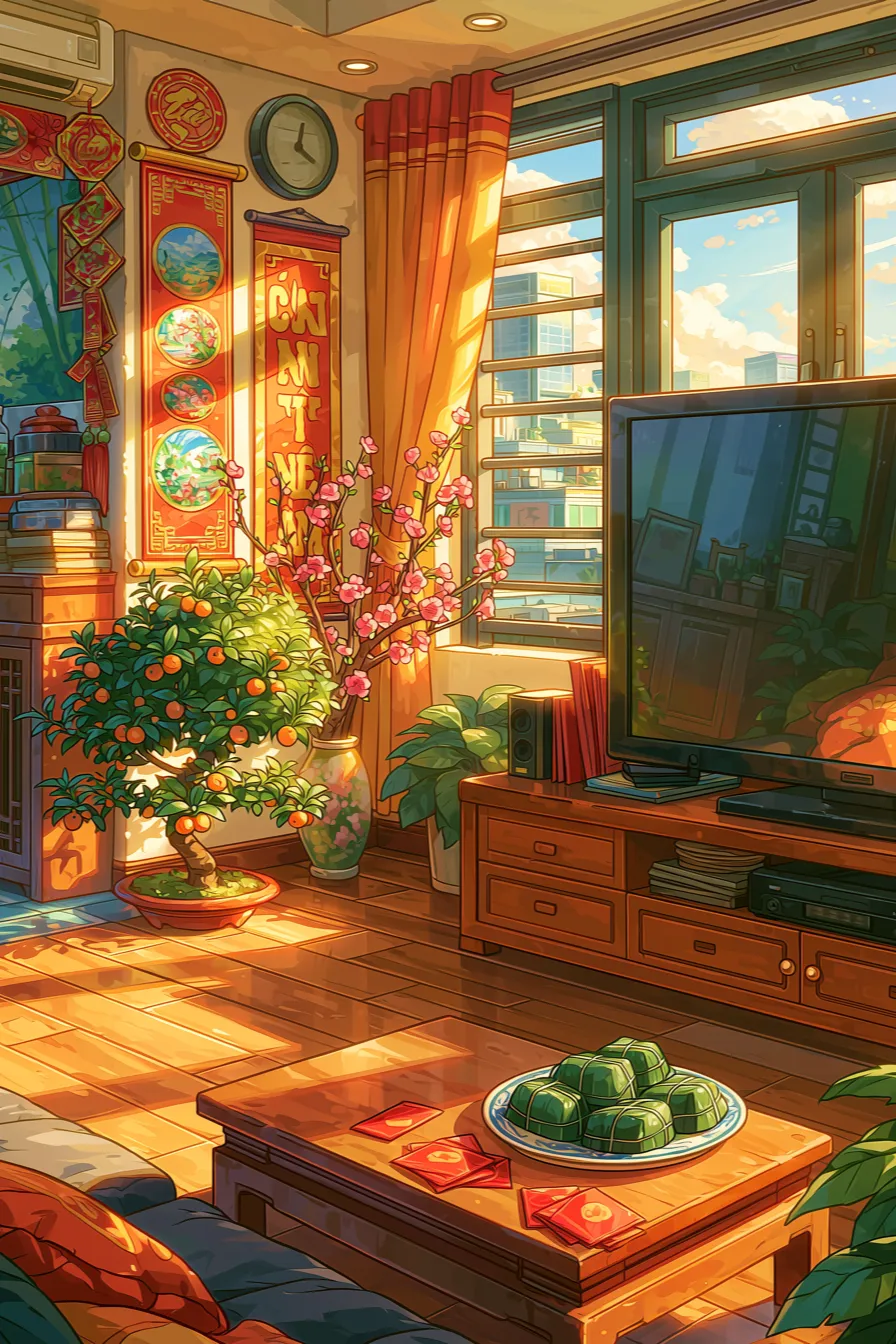 A warm Tết family home